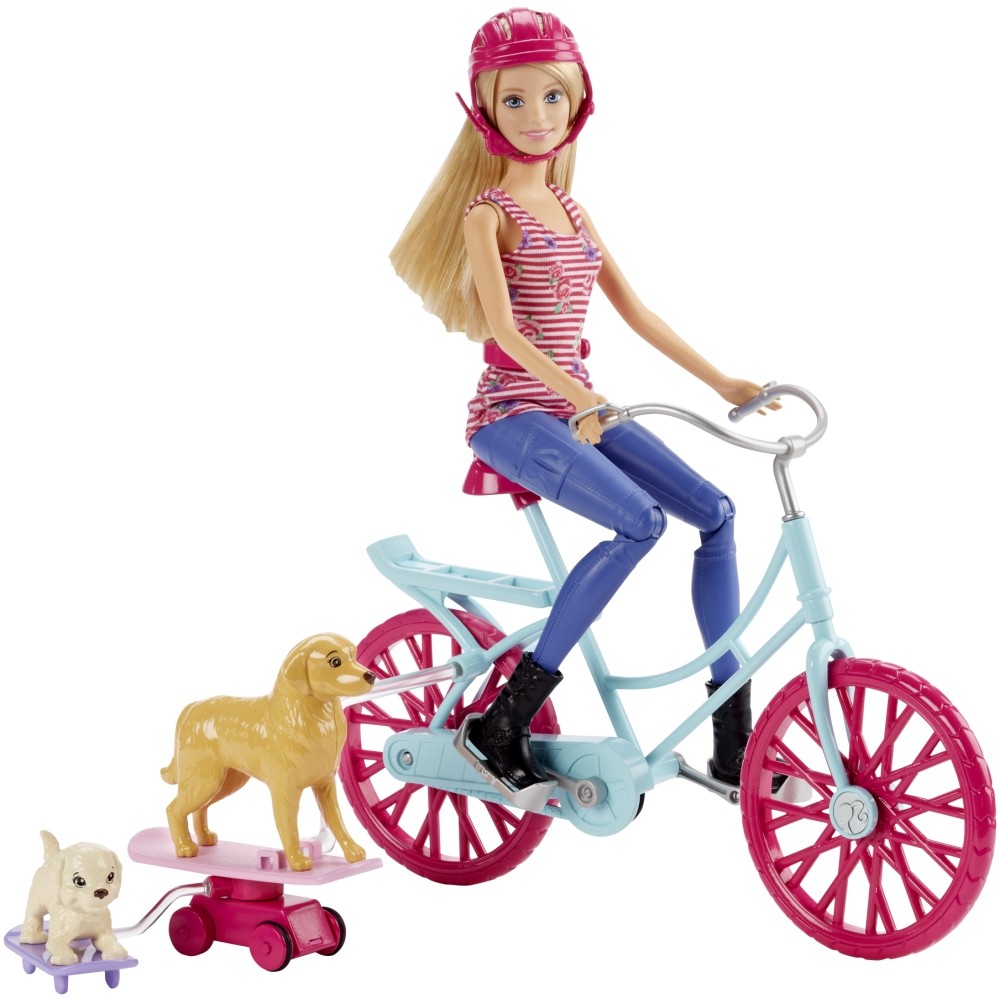 Girl rides doll