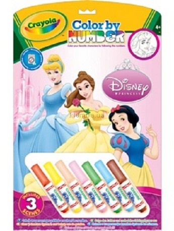 Детская игрушка Crayola Книга-раскраска по номерам с фломастерами Принцессы