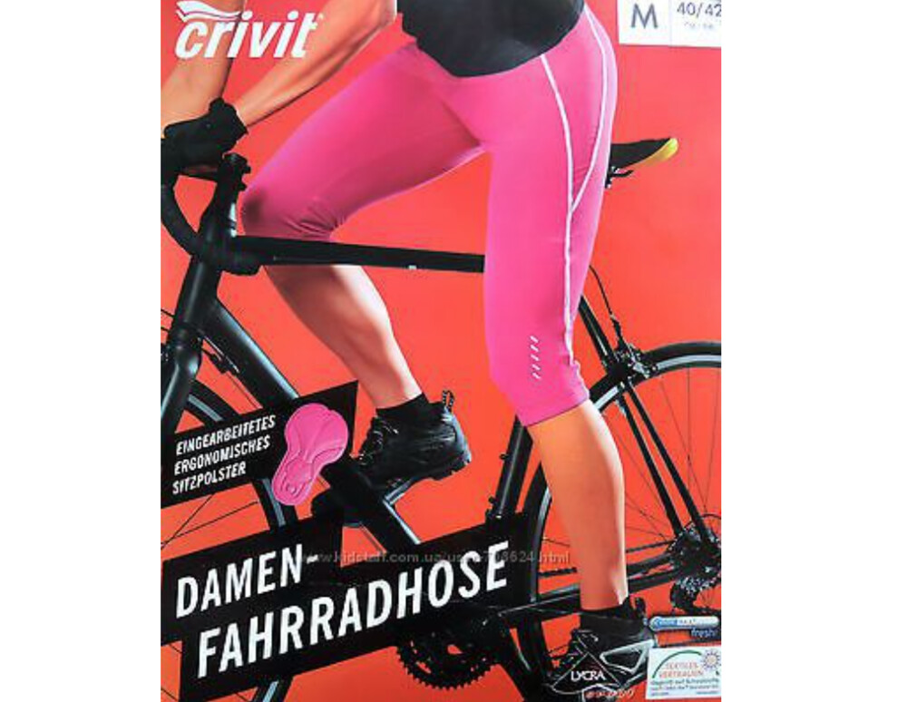 Крутые вело бриджи, капри - crivit damen fahrradhose. м фото №1