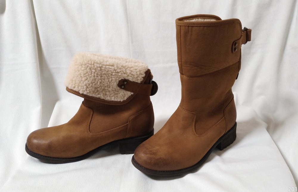 Сапоги женские зимние кожаные угги коричневые ugg (размер 37) фото №1
