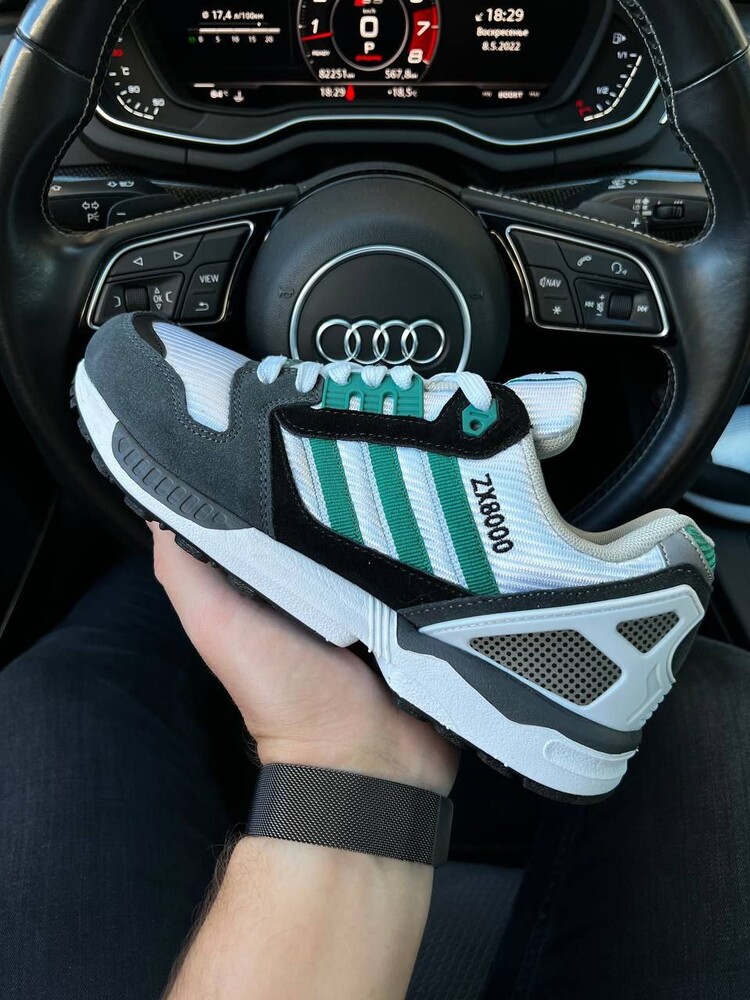 Мужские кроссовки adidas zx8000 gray white green фото №1
