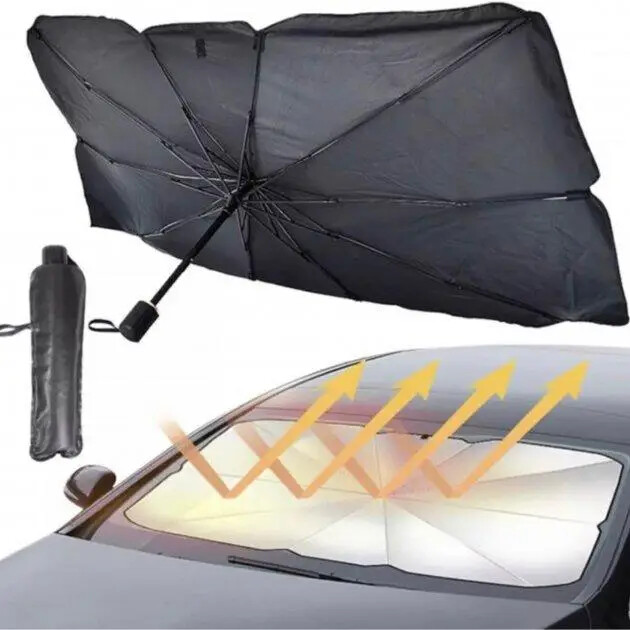 Зонт козырек для лобового стекла солнцезащитная шторка в авто 79x145см фото №1
