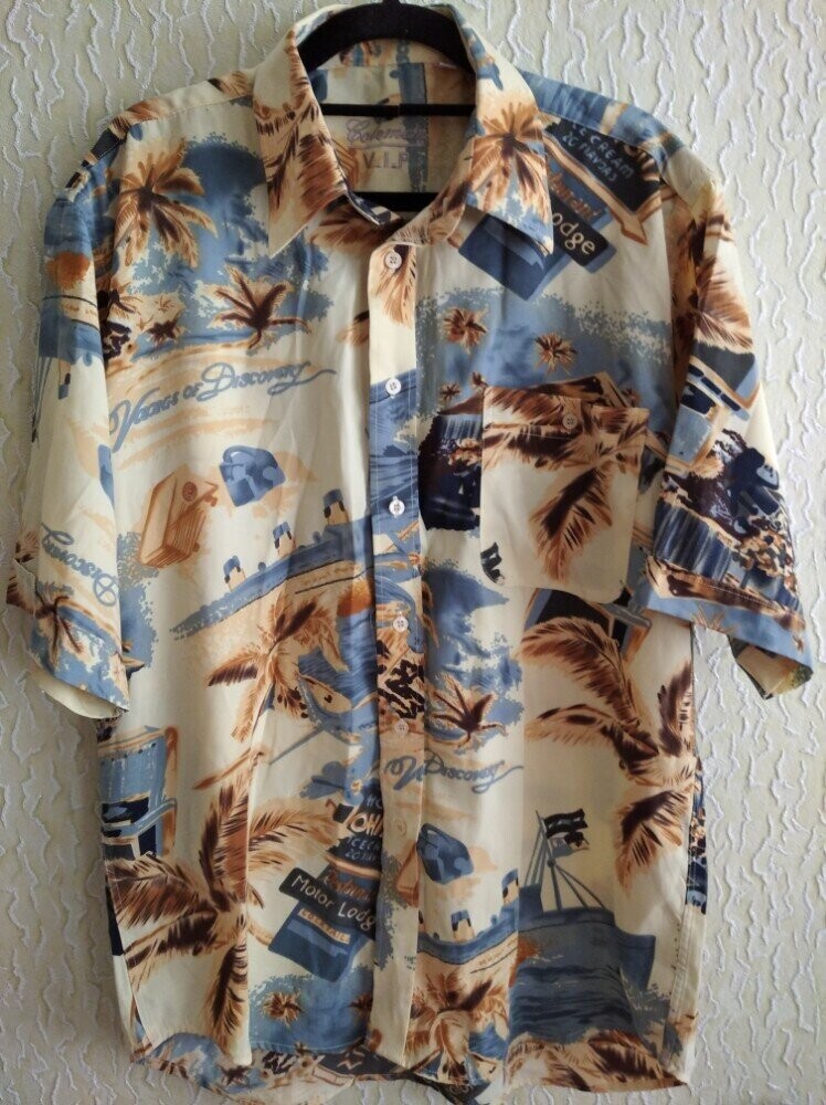 Яркая красочная рубашка гавайка coleman v.i.p,идеальное состояние фото №1