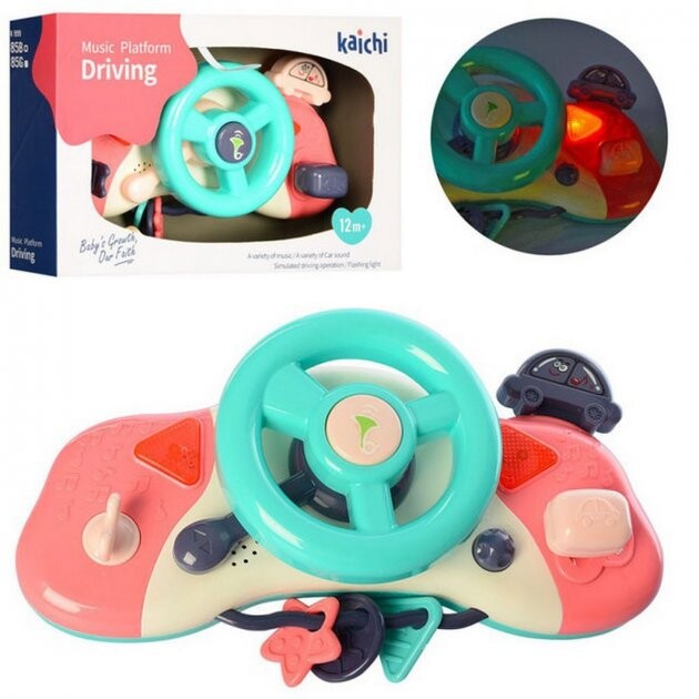 Музичний іграшковий руль kaichi світло, звук, рожевий 999-85 фото №1