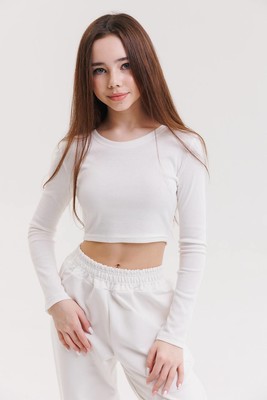 Кроп топ із довгим рукавом для дівчинки Розмір 134, 140, 146, 152, 158, 164