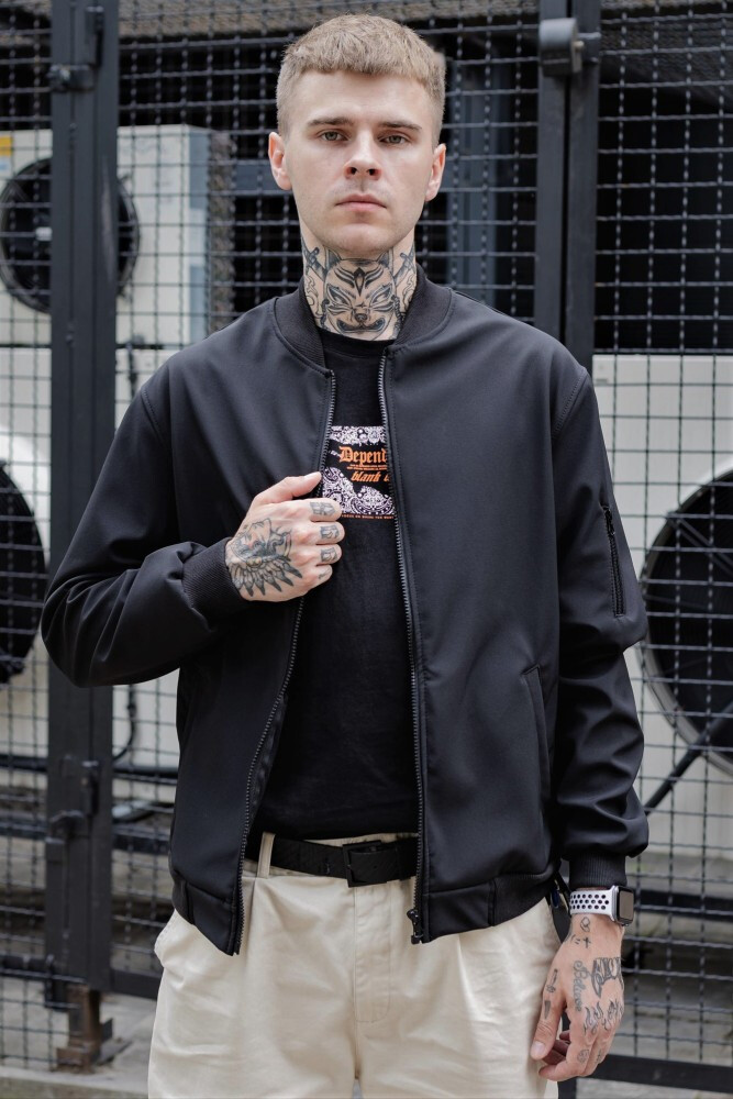 Утеплений бомбер without softshell black фото №1