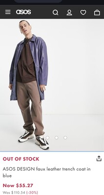 Asos, s чоловічий унісекс плащ подовжений